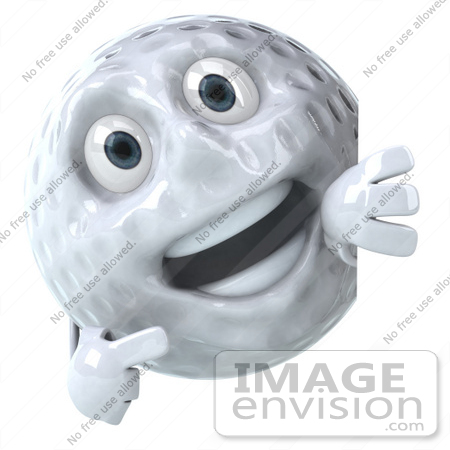 #61245 Royalty-Free (RF) Illustration Of A 3d Golfball Character Pointing At A Blank Sign Board by Julos