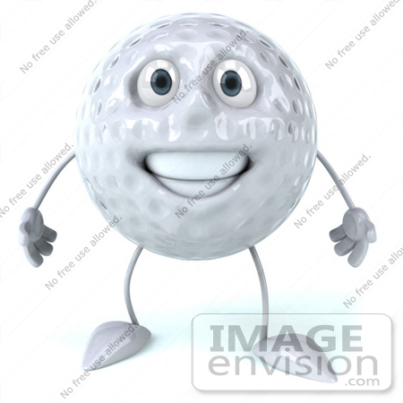 #61246 Royalty-Free (RF) Illustration Of A 3d Golf Ball Character Facing Front by Julos