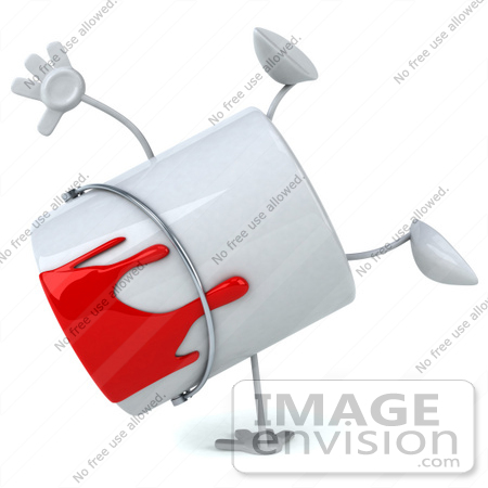 #61249 Royalty-Free (RF) Illustration Of A 3d Dripping Paint Can Character Doing A Hand Stand by Julos