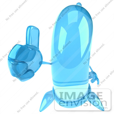 #61266 Royalty-Free (RF) Illustration Of A 3d Blue Condom Character Holding A Thumb Up by Julos