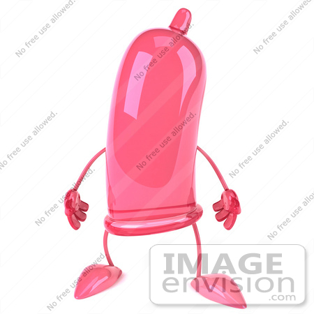 #61267 Royalty-Free (RF) Illustration Of A 3d Pink Condom Character Standing by Julos