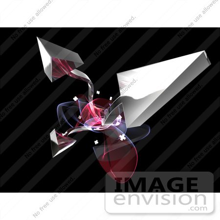 #61289 Royalty-Free (RF) Illustration Of A Cluster Of Bursting Silver 3d Arrows And Fractals by Julos