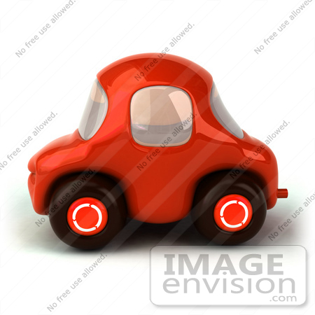 #61292 Royalty-Free (RF) Illustration Of A 3d Compact Red Car In Side View by Julos