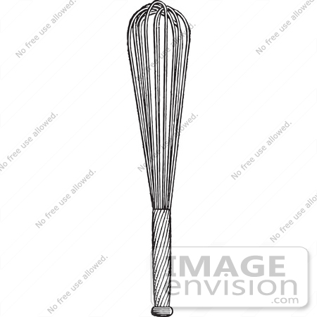 #61326 Retro Clipart Of A Vintage Egg Whip Or Whisk In Black And White - Royalty Free Vector Illustration by JVPD
