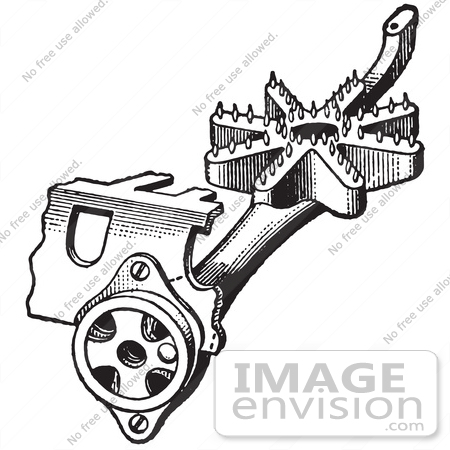 #61328 Retro Clipart Of A Vintage Antique Gas Stove Pipe Mixer Device In Black And White - Royalty Free Vector Illustration by JVPD