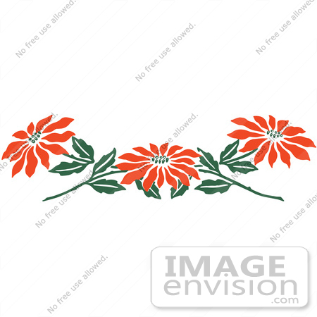 #61356 Clipart Of A Border Of Red Poinsettia Flowers - Royalty Free Vector Illustration by JVPD