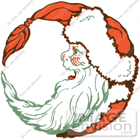 #61362 Clipart Of A Retro Christmas Santa Laughing In Profile And Forming A Circle - Royalty Free Vector Illustration by JVPD