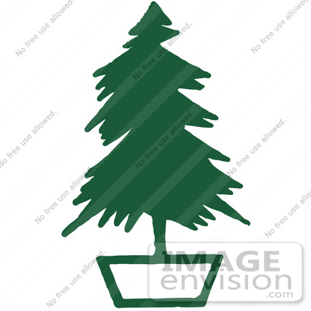 #61381 Clipart Of A Retro Green Potted Live Christmas Tree - Royalty Free Vector Illustration by JVPD