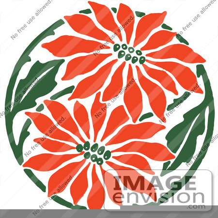 #61385 Clipart Of A Red Christmas Poinsettia Flower Circle - Royalty Free Vector Illustration by JVPD