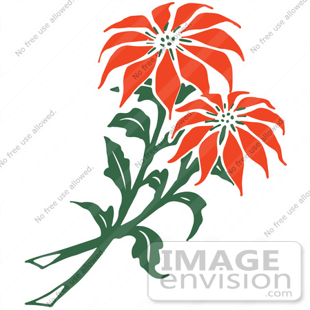 #61386 Clipart Of Two Red Poinsettia Flowers - Royalty Free Vector Illustration by JVPD