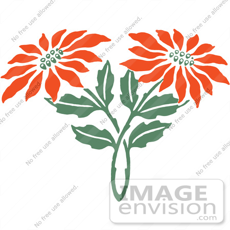 #61388 Clipart Of Two Red Poinsettia Flowers And Crossed Stems - Royalty Free Vector Illustration by JVPD