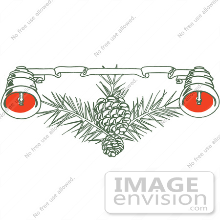 #61393 Clipart Of Retro Christmas Bells With A Ribbon And Pinecones - Royalty Free Vector Illustration by JVPD