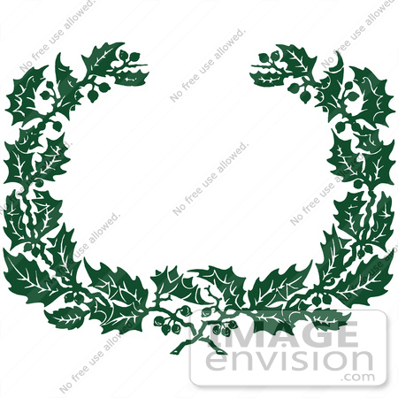 #61399 Clipart Of A Retro Green Christmas Holly Laurel - Royalty Free Vector Illustration by JVPD