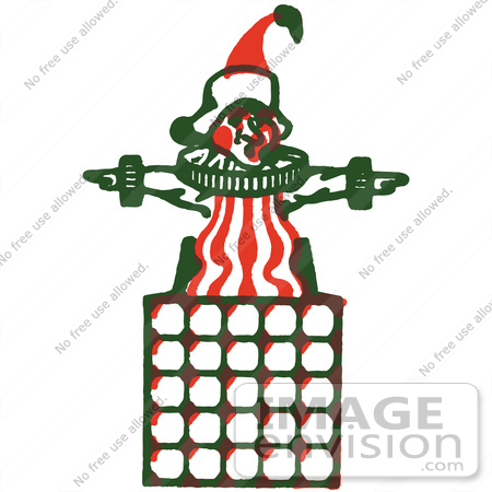 #61410 Clipart Of A Retro Christmas Jack In The Box Toy Pointing In Different Directions - Royalty Free Vector Illustration by JVPD