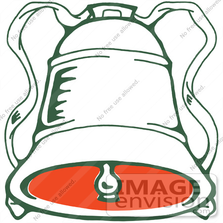 #61416 Clipart Of A Retro Christmas Bell In Green And Red - Royalty Free Vector Illustration by JVPD