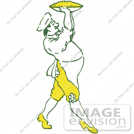 #61427 Clipart Of A Retro Christmas Male Chef Holding Up A Pie - Royalty Free Vector Illustration by JVPD