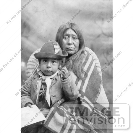 #6147 Stock Photo of an Eggelston Native American Mother Sitting With Her Child by JVPD