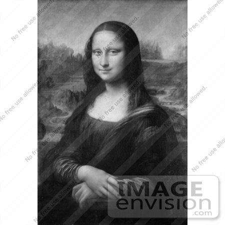 #61520 Black And White Mona Lisa Portait by Leonardo Da Vinci - Royalty Free Illustration by JVPD
