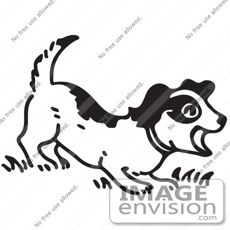 #61595 Clipart Of A Barking Puppy In Black And White - Royalty Free Vector Illustration by JVPD