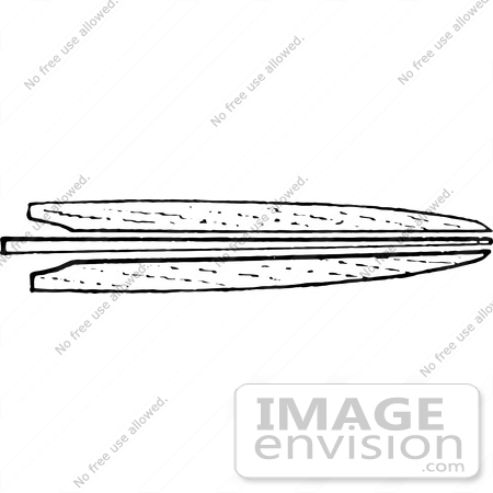 #61635 Clipart Of A Mink Fur Pattern Stretching Board In Black And White - Royalty Free Vector Illustration by JVPD