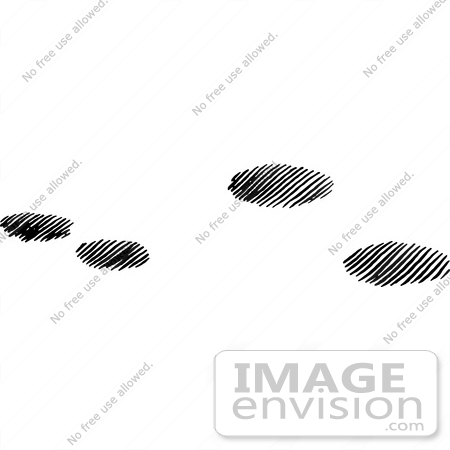 #61640 Clipart Of Cottontail Rabbit Tracks In Snow In Black And White - Royalty Free Vector Illustration by JVPD