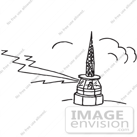 #61688 Clipart Of A Worker In An Airport Tower In Black And White - Royalty Free Vector Illustration by JVPD