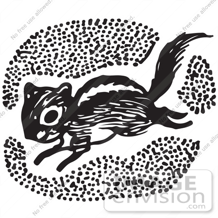 #61698 Clipart Of A Chipmunk In Black And White - Royalty Free Vector Illustration by JVPD