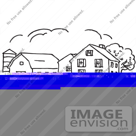 #61728 Clipart Of A Farm House In Black And White - Royalty Free Vector Illustration by JVPD