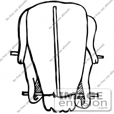#61735 Clipart Of A Duck Trussed For Roasting In Black And White - Royalty Free Vector Illustration by JVPD