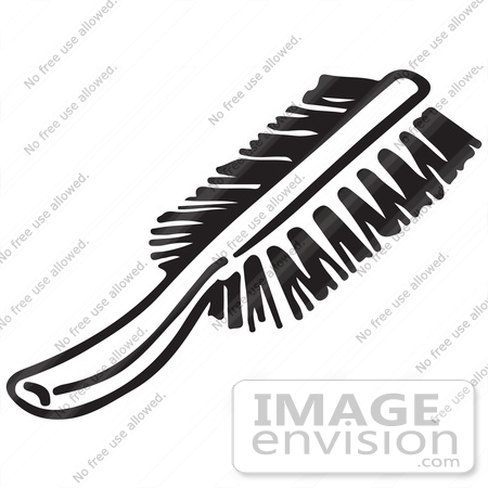 #61749 Clipart Of A Scrub Brush In Black And White - Royalty Free Vector Illustration by JVPD