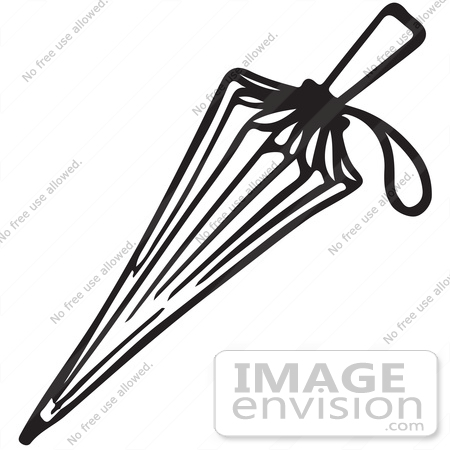 #61750 Clipart Of A Closed Umbrella In Black And White - Royalty Free Vector Illustration by JVPD