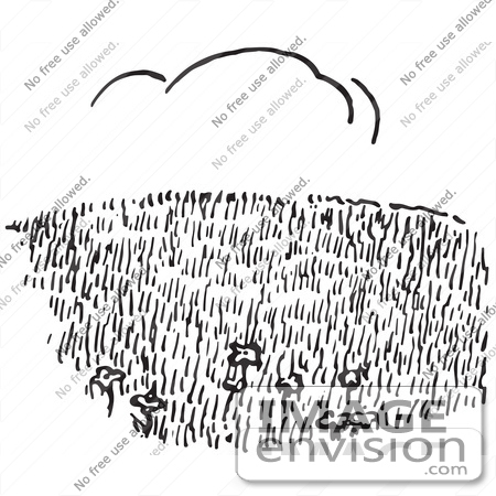 #61761 Clipart Of A Hillside Field In Black And White - Royalty Free Vector Illustration by JVPD