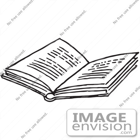 #61764 Clipart Of An Open Book In Black And White - Royalty Free Vector Illustration by JVPD