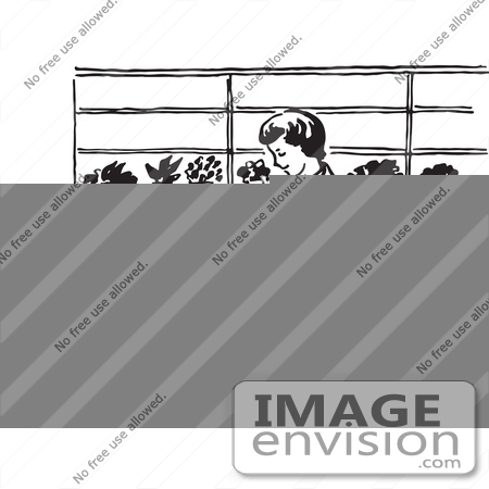 #61774 Clipart Of A Retro Teacher Watching Children Write In Class In Black And White - Royalty Free Vector Illustration by JVPD