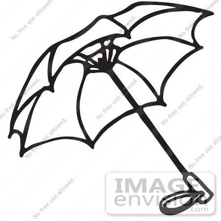 #61778 Clipart Of An Umbrella In Black And White - Royalty Free Vector Illustration by JVPD