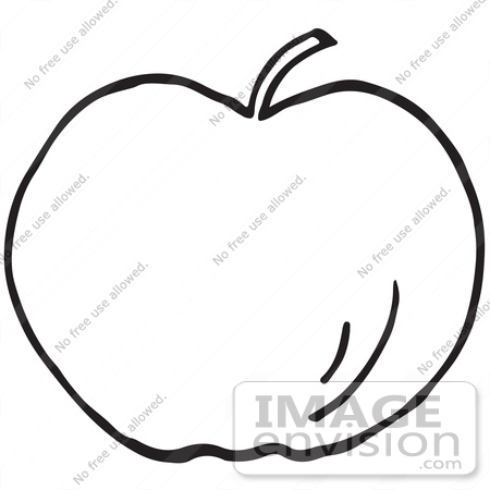 #61781 Clipart Of An Apple In Black And White - Royalty Free Vector Illustration by JVPD