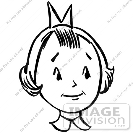 #61845 Clipart Of A Retro Girl In Black And White - Royalty Free Vector Illustration by JVPD