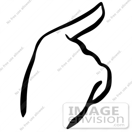 #61851 Clipart Of A Pointing Hand In Black And White - Royalty Free Vector Illustration by JVPD