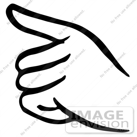 #61853 Clipart Of A Pointing Hand In Black And White - Royalty Free Vector Illustration by JVPD