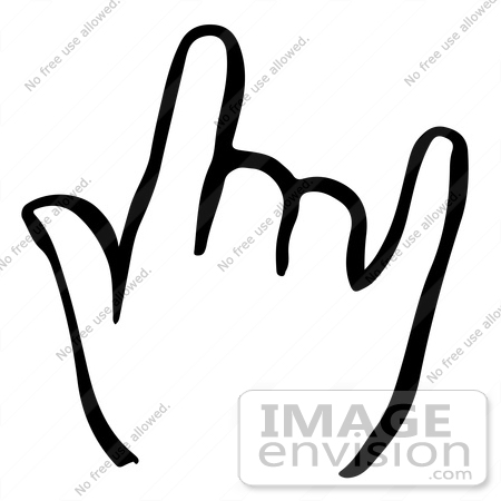 #61854 Clipart Of A Shaka Hand In Black And White - Royalty Free Vector Illustration by JVPD