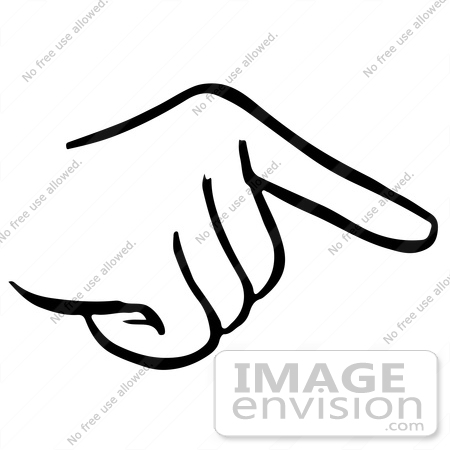 #61857 Clipart Of A Pointing Hand In Black And White - Royalty Free Vector Illustration by JVPD