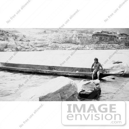 #6186 Celilo Native With Canoe by JVPD