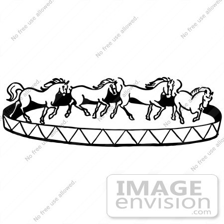 #61875 Clipart Of A Horse Circus Show In Black And White - Royalty Free Vector Illustration by JVPD