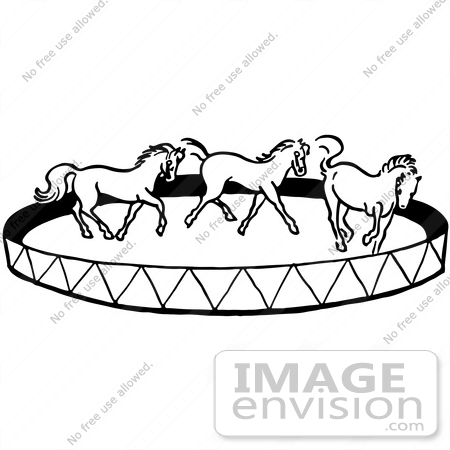 #61878 Clipart Of A Horse Circus Show In Black And White - Royalty Free Vector Illustration by JVPD
