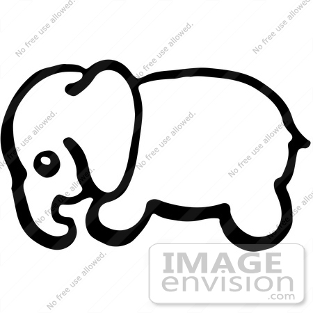 #61912 Clipart Of A Baby Elephant In Profile In Black And White - Royalty Free Vector Illustration by JVPD