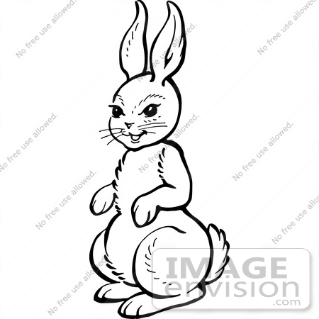 #61921 Clipart Of A Happy Alert Rabbit - Royalty Free Vector Illustration by JVPD