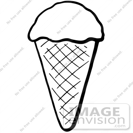 #61925 Clipart Of A Waffle Ice Cream Cone In Black And White - Royalty Free Vector Illustration by JVPD