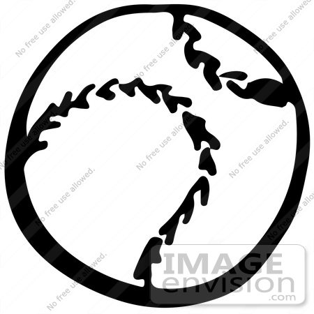 #61931 Clipart Of A Baseball In Black And White - Royalty Free Vector Illustration by JVPD