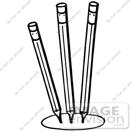 #61932 Clipart Of Three Pencils In A Circle In Black And White - Royalty Free Vector Illustration by JVPD