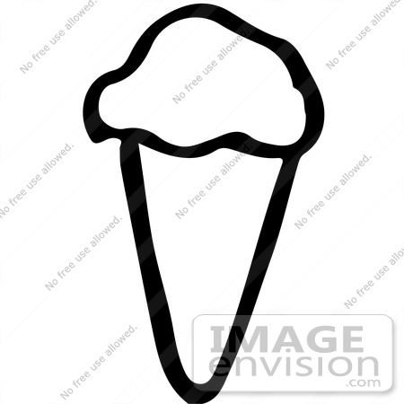 #61935 Clipart Of An Ice Cream Cone In Black And White - Royalty Free Vector Illustration by JVPD